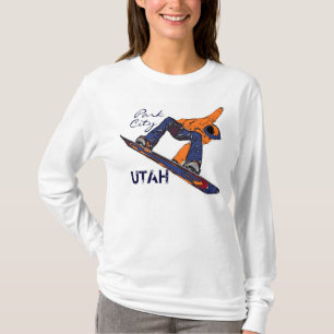 Camiseta Park City Utah senhoras laranja snowboard hoodie