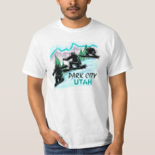 Camiseta Park City Utah Teal Snowboarder value tee