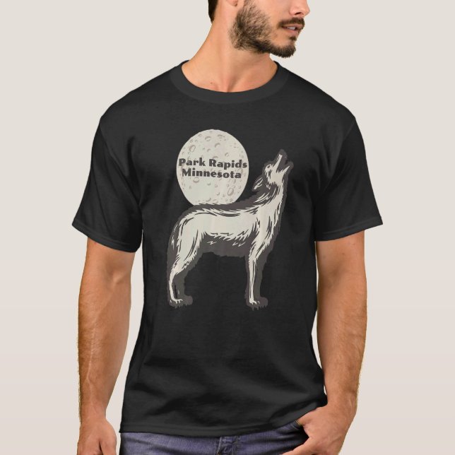 Camiseta Park Rapids Minnesota MN Wolf Moon Howling Souveni (Frente)