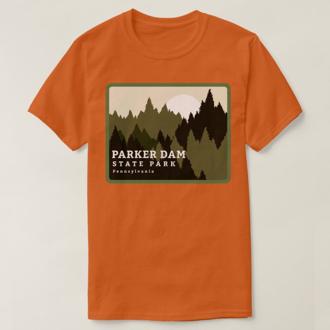 Camiseta Parker Dam State Park Pensilvânia Forest Sunrise (Frente do Design)