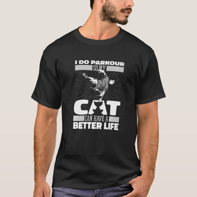 Camiseta Parkour do Runner do Cat Traceur (Frente)