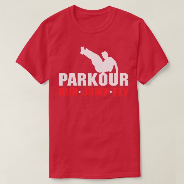 Camiseta Parkour Gift Run Jump and Fly (Frente do Design)