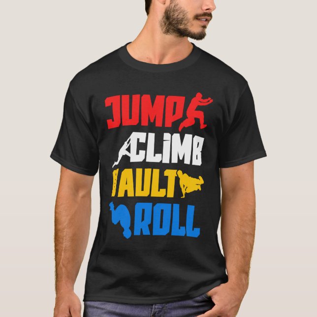 Camiseta Parkour Jump Climb Vault Roll Freerunning Freerunn (Frente)