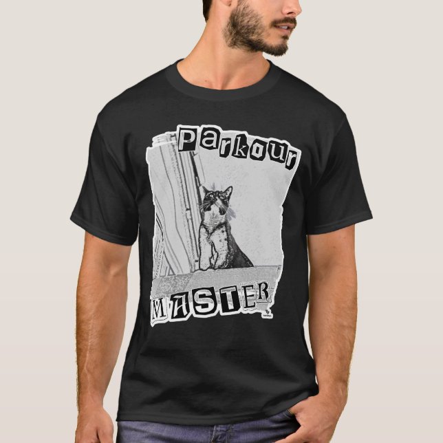 Camiseta  Parkour Master Funny Punk Kitty Design (Frente)