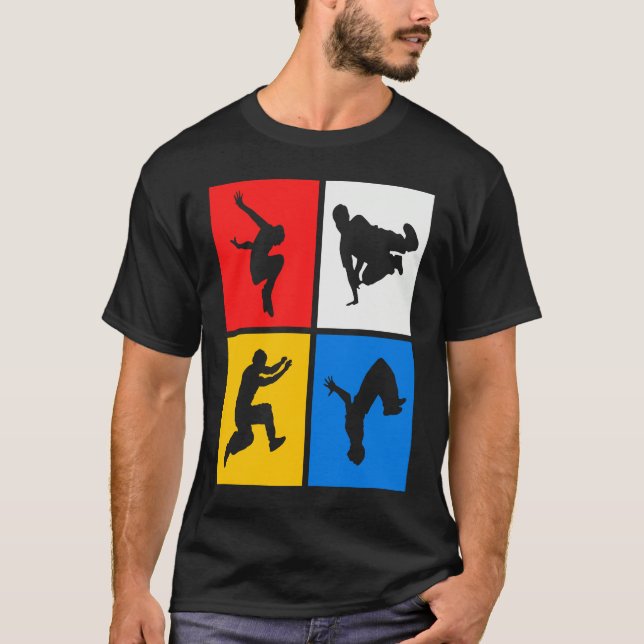 Camiseta Parkour Retro Freerunning Freerunner Jumping (Frente)