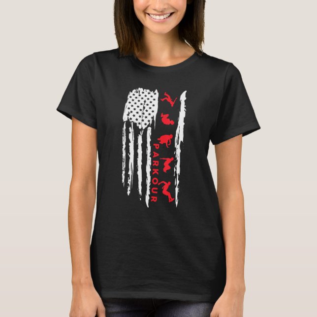 Camiseta Parkour silhouette US flag graphic Parkour (Frente)