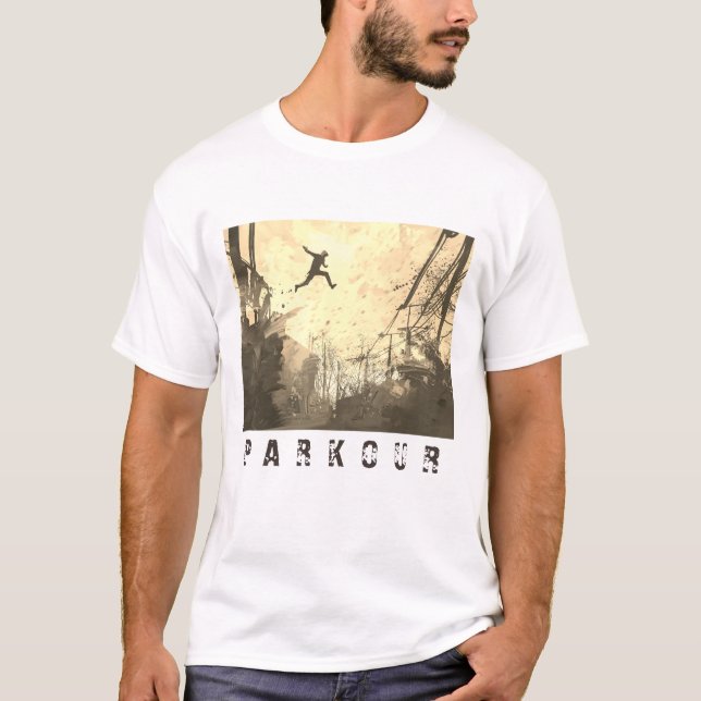 Camiseta Parkour Urban Free Runling Free Styling Art Sepia (Frente)