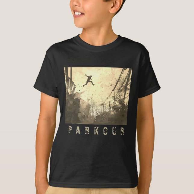 Camiseta Parkour Urban Free Runling Free Styling Art Sepia (Frente)