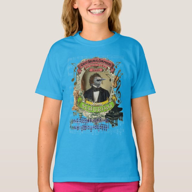 Camiseta Paródia animal de Schubert do compositor de Franz (Frente)