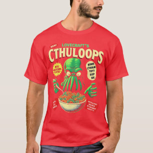 Camiseta Paródia de Cereal Cthuloops para Fãs de Horror Cth