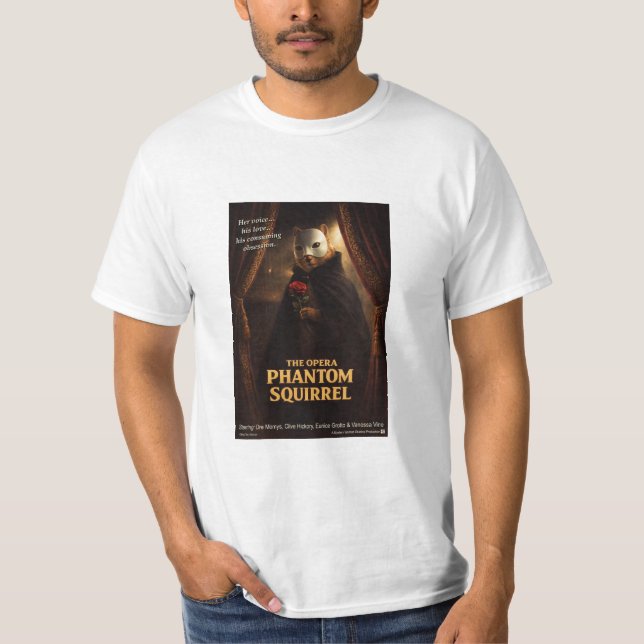 Camiseta Paródia de Esquilo Fantasma da Ópera (Frente)