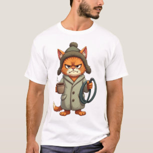 Camiseta Paródia de Gato com a Caixa de Areia Cheia Prese