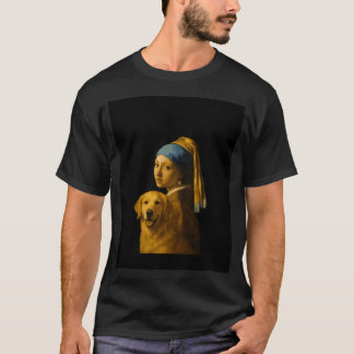 Camiseta Paródia de Gato da Moça com Brinco de Pérola