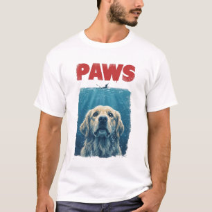 Camiseta Paródia do Filme Tubarão com o Cachorro PAWS Cac