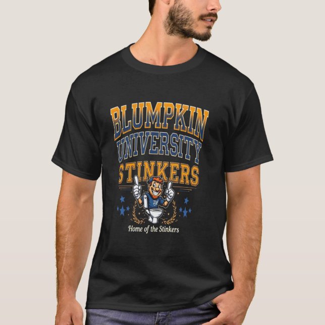 Camiseta Paródia Engraçada da Universidade Blumpkin Stinker (Frente)