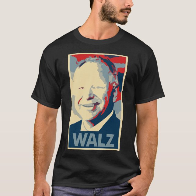 Camiseta Paródia política do poster de Tim Walz (Frente)