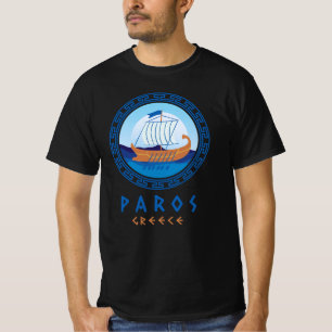 Camiseta Paros, Grécia Desenho de Navio Grego Masculino