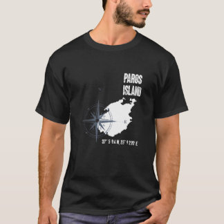 Camiseta Paros Island Mediterranean Sea Coordinates Map Vac