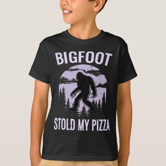 Camiseta Parque da Floresta de Pizza Bigfoot Sasquatch Acre (Frente)