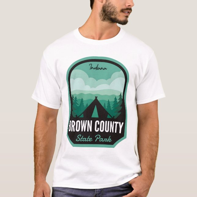 Camiseta Parque Estadual do Condado de Brown em Camping (Frente)