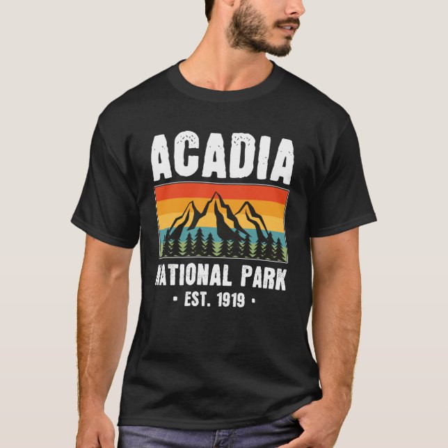 Camiseta Parque Nacional Acadia, Maine Retro Vintage (Frente)