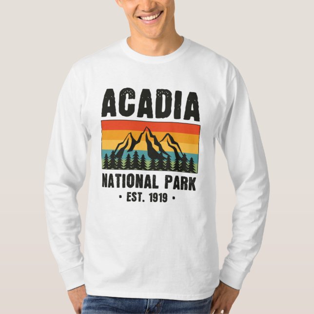 Camiseta Parque Nacional Acadia, Maine Retro Vintage (Frente)