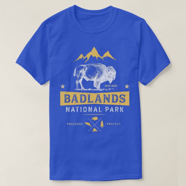 Camiseta Parque Nacional Badlands T Buffalo Bison South Dak (Frente do Design)