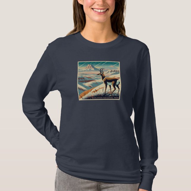Camiseta Parque Nacional Badlands Winter Souvenir Gift Long (Frente)