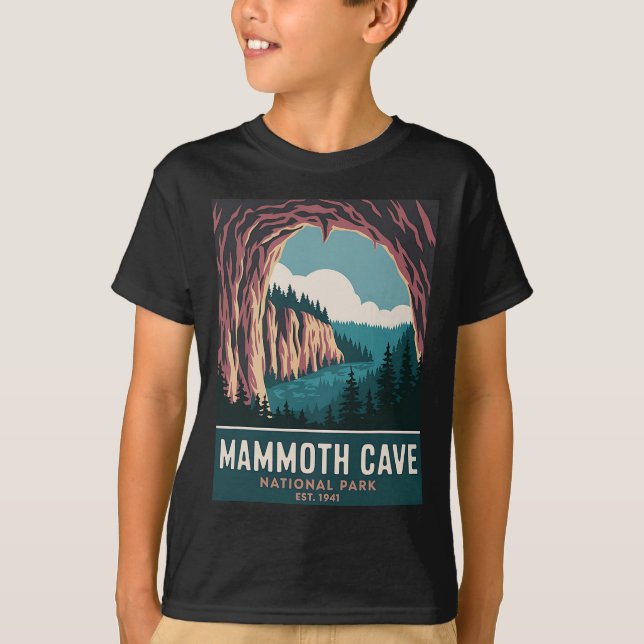 Camiseta Parque Nacional da Caverna Mamute Acampamento Vint (Frente)