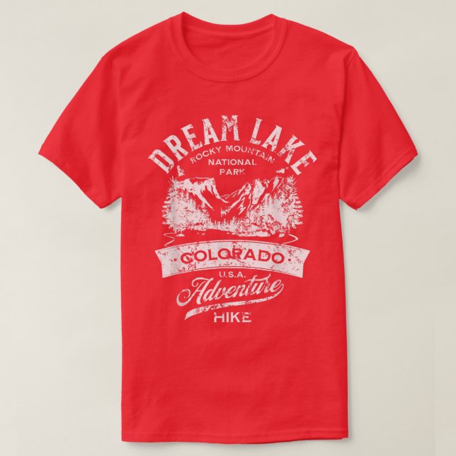 Camiseta Parque Nacional da Montanha Dream Lake Rocky em Di (Frente do Design)