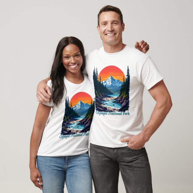 Camiseta Parque Nacional da olimpiadas - Paisagem Sunset (Unissex)