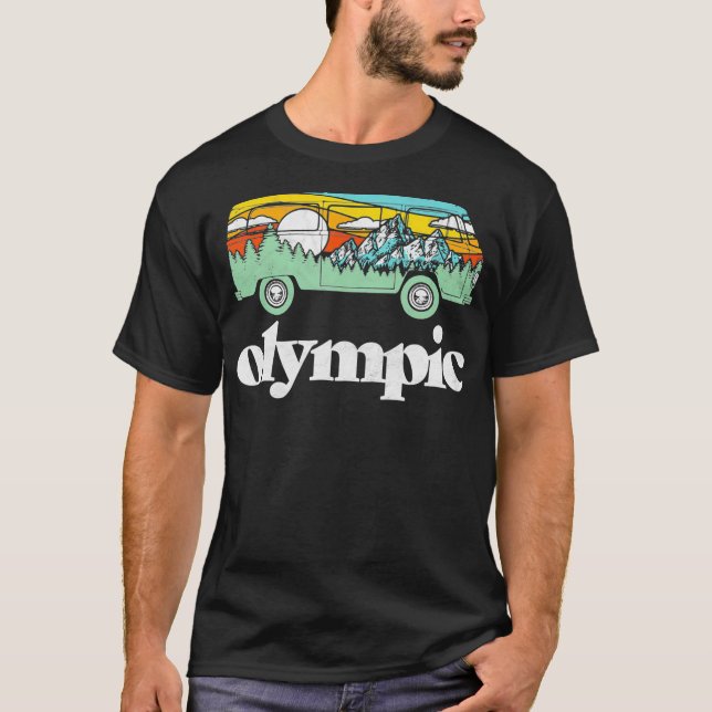 Camiseta Parque Nacional da Olimpiadas Retro Hippie Van Nat (Frente)