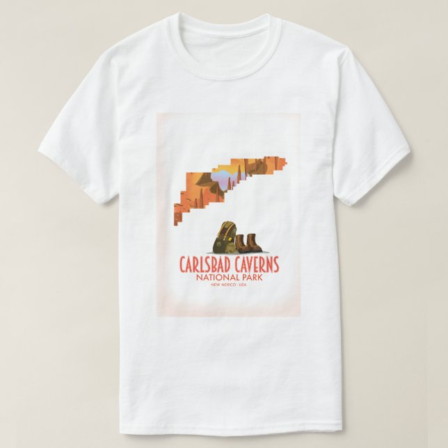 Camiseta parque nacional das cavernas de carlsbad mapa do n (Frente do Design)