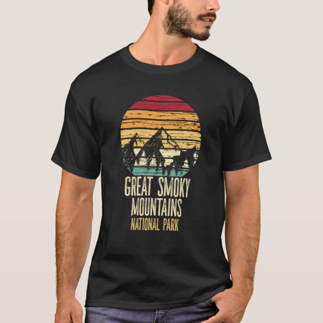 Camiseta Parque Nacional das Montanhas Fumosas Retro (Frente)