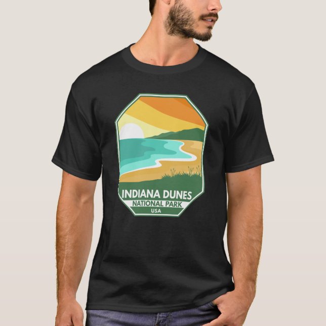 Camiseta Parque Nacional de Indiana Dunes - Retro Emblem mí (Frente)
