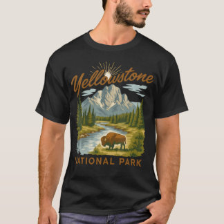 Camiseta Parque Nacional de Yellowstone Bison Rio da Montan