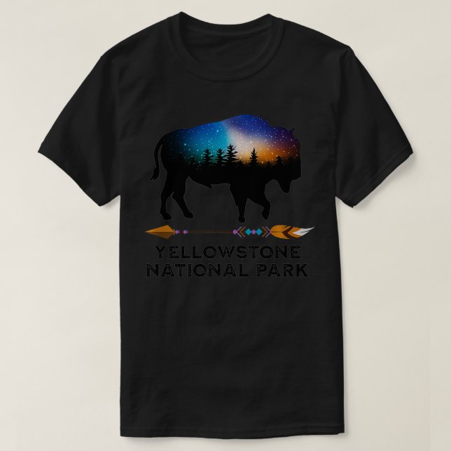 Camiseta Parque Nacional de Yellowstone, Férias Noturnas de (Frente do Design)
