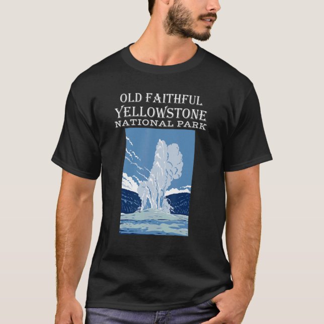 Camiseta Parque Nacional de Yellowstone, Geyser, antigo e f (Frente)