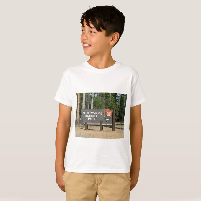 Camiseta Parque nacional de Yellowstone, sinal, Wyoming, (Frente Completa)