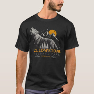 Camiseta Parque Nacional de Yellowstone Wolf Mountains Vint
