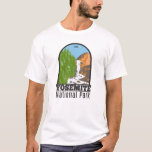 Camiseta Parque Nacional de Yosemite, Califórnia, queda<br><div class="desc">Yosemite vetor trabalho de arte design. O parque é famoso por suas gigantes sequoias antigas e para o Tunnel View,  a vista icônica da queda de Bridalveil e os penhascos granitos de El Capitan e Half Dome.</div>