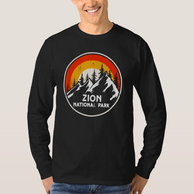 Camiseta Parque Nacional de Zion Montanhas Árvores & Sol Ca (Frente)