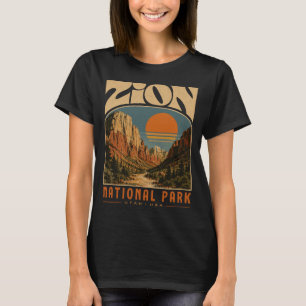 Camiseta parque nacional de Zion vintage retro canyon ao ar