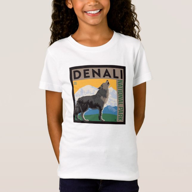 Camiseta Parque Nacional Denali | Lobo Howling (Frente)