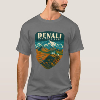 Camiseta Parque Nacional Denali Montanha Retro Wilderness S