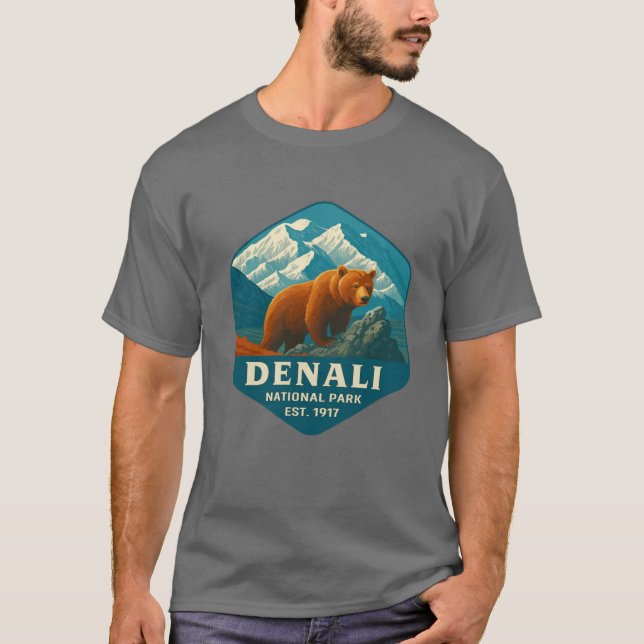 Camiseta Parque Nacional Denali Retro Mountain Wilderness S (Frente)
