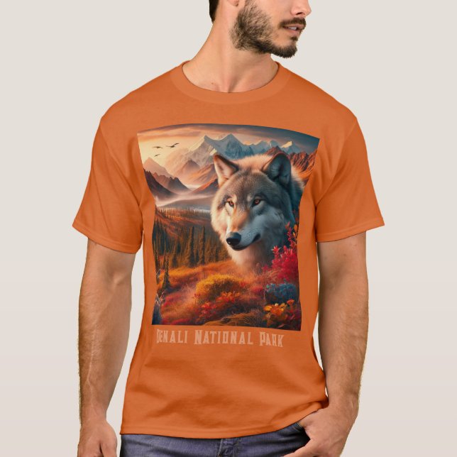 Camiseta Parque Nacional do cinza Wolf Denali (Frente)