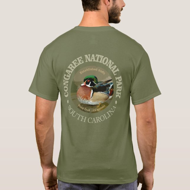 Camiseta Parque Nacional do Congaree (Pato de Madeira) (Verso)