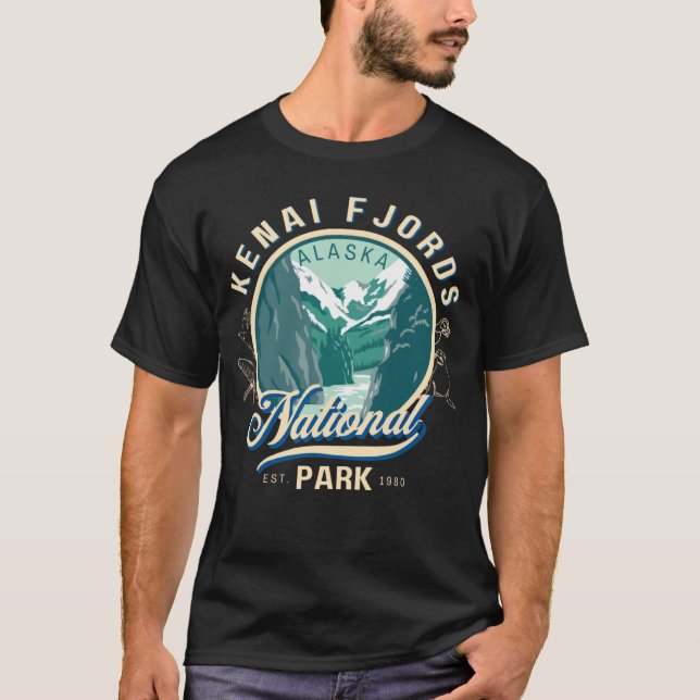 Camiseta Parque Nacional do Kenai Fjords Selvagem Alasca (Frente)