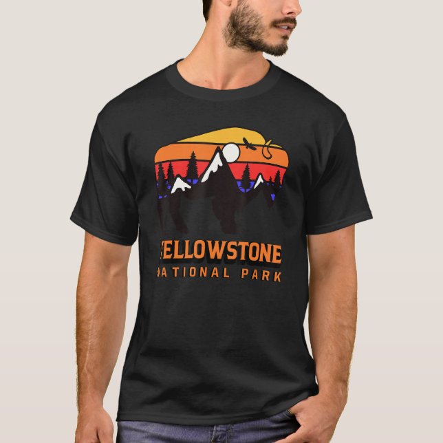 Camiseta Parque Nacional do Retro Bison Yellowstone Vintage (Frente)